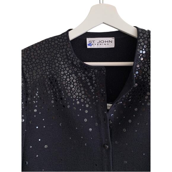 St. John Evening Twinset Santana Knit Paillette Sparkly 2 Piece Jacket Tank M - Picture 3 of 9